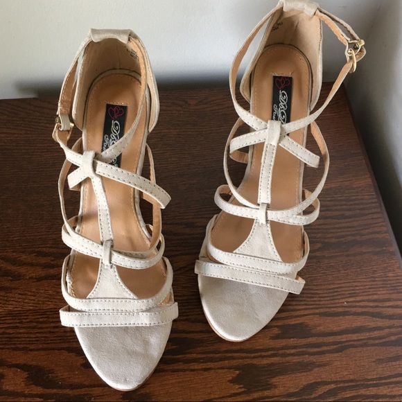 DbDk Fashion Shoes - DbDk FASHION NUDE FAUX SUEDE STRAPPY PLATFORM SANDALS